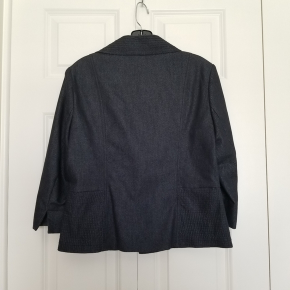 Dress Barn blue black open front zip detail blazer SZ Med - Picture 3 of 9